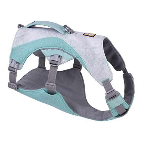 RUFFWEAR Swamp Cooler Hundegeschirr und Griff, leichte Laufausrüstung hält Haustiere bei heißem Wetter kühl, Verstellbar, stark und kühlend, 2 Leinen-Portale, Sage Green (XX Small, 33-43cm)