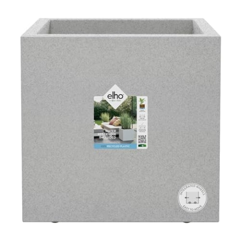 elho Vivo Next Quadrat 40 - Blumenkasten für Innen & Außen - 100% Recyceltem Plastik - L 39.0 x H 37.9 cm - Grau/Living Beton