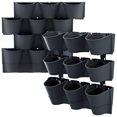 Vertikale Macetero -Prosperplast -Kaskadenwand aus Kunststoff in Anthrazitfarbe 67 (Länge) x 17,7 (Breite) x 57 (hoch) cm