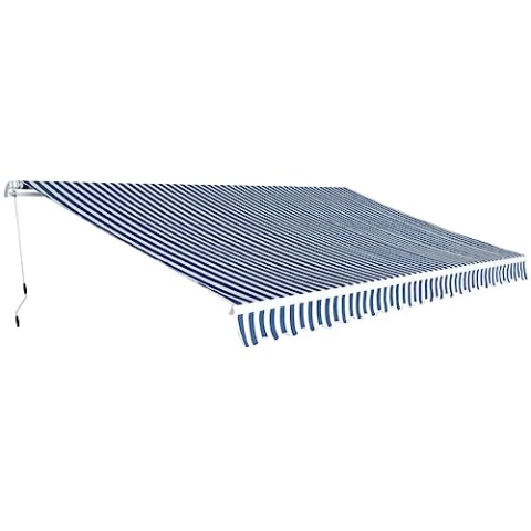 vidaXL Gelenkarmmarkise 500cm Blau/Weiß Markise Sonnenschutz Terrasse Balkon