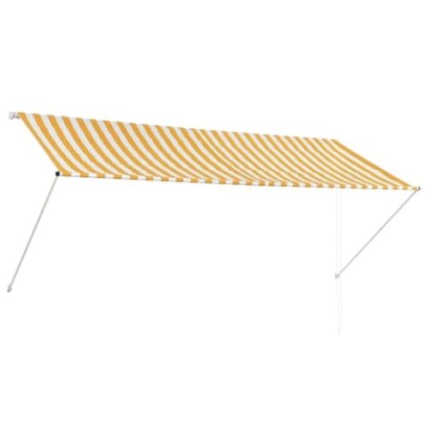 vidaXL Markise, Klemmmarkise Einziehbar, Sonnenschutz für Fenster Terrasse Balkon, Balkonmarkise Fallarmmarkise Fenstermarkise, 300×150cm Gelb Weiß