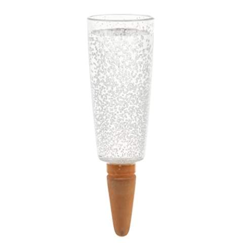 Scheurich Wasserspender Copa M | 8X Transparent | 150 ml Füllmenge | Bewässerungskugel klein mit Ton Fuß | Wasserspender Pflanzen und Blumen Terrakotta Stiel