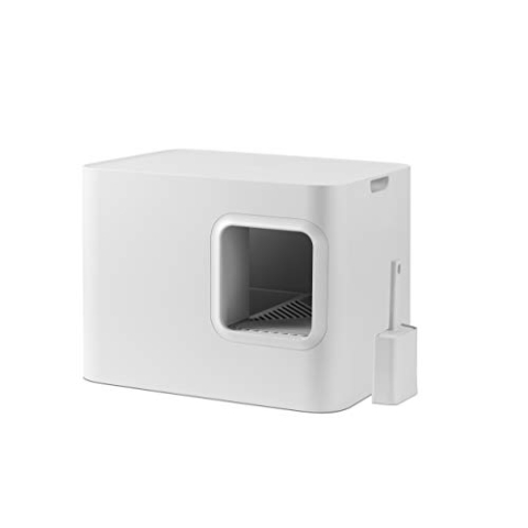 Hoopo® Dome Katzenklo, Premium Katzentoilette mit Auffangbehälter und Schaufel, 50 x 37.5 x 38 cm (Weiß)