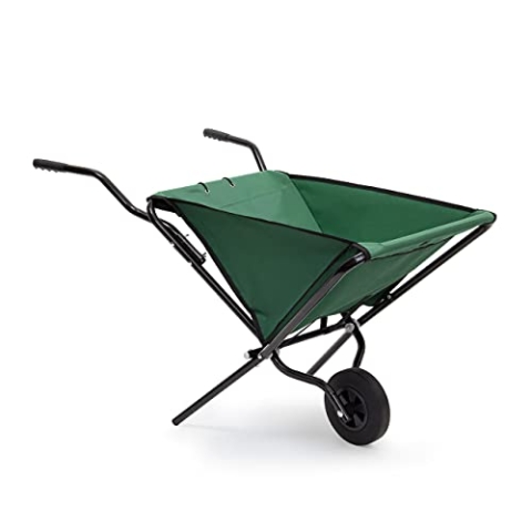 Relaxdays Schubkarre faltbar HBT 66 x 64 x 112 cm Faltschubkarre aus Stahl mit Korb aus stabilem Polyester ca. 56 l Fassungsvermögen platzsparende Gartenkarre zum Aufhängen belastbar bis 30 kg, grün
