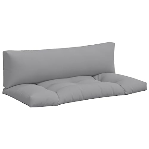 vidaXL Palettenkissen 2-TLG., Palettenpolster für Europaletten, Palettensofa Kissen Indoor Outdoor, Palettenauflage Sitzkissen Rückenkissen, Grau Stoff