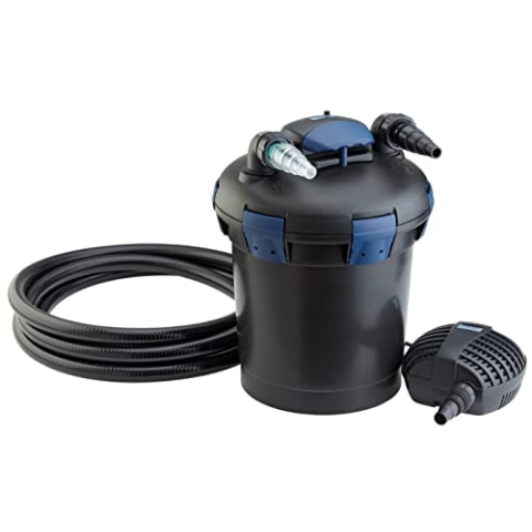 OASE 50455 Druckfilter BioPress Set 10000, Teichfilter Filterset zur effektiven und raschen Algenbekäpfung, Komplettset inkl Filterpumpe und UVC Klärer