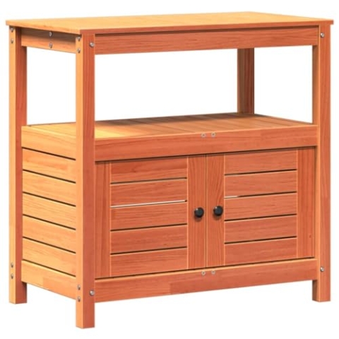 vidaXL Pflanztisch, Gärtnertisch mit Ablagen, Blumentisch für Garten Balkon Terrasse, Gartentisch Arbeitstisch, Braun 82,5x45x81cm Massivholz Kiefer