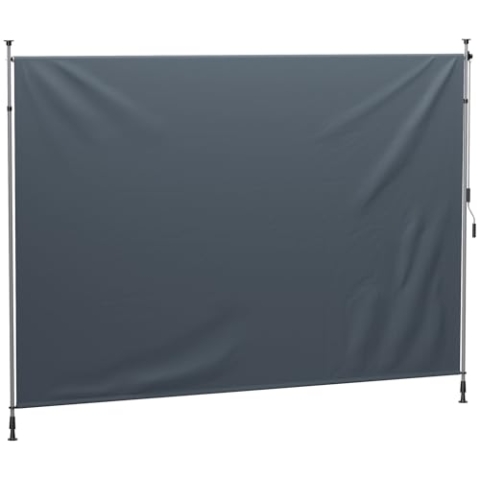 Outsunny Klemmmarkise mit Handkurbel höhenverstellbar Gelenkarmmarkise Markise ohne Bohren Sonnenschutz UV-beständig, inkl. Wandhalterung Sonnenmarkise 350 cm breit für Terrasse Balkon, Dunkelgrau