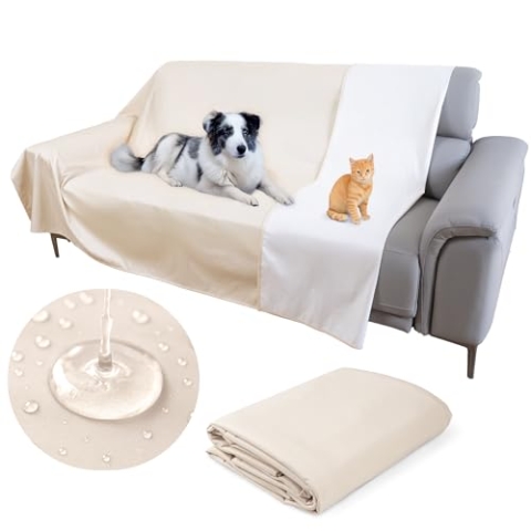 SILLY LEGACY wasserdichte wendbare Schutzdecke oder Liner für Bett oder Couch, für Hunde und Katzen (Doppel, 208 x 208 cm)