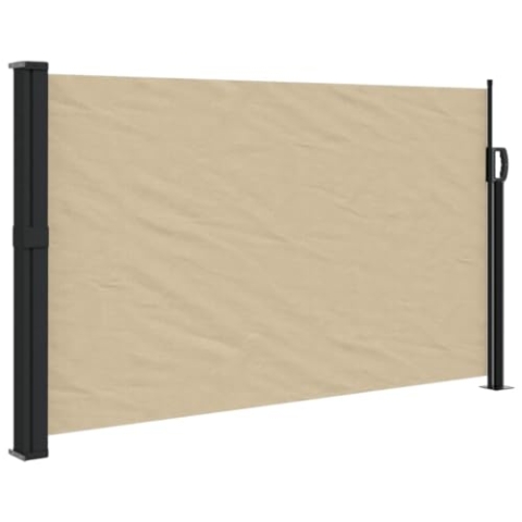 vidaXL Seitenmarkise, Sichtschutz Ausziehbar, Windschutz Sonnenschutz für Garten Balkon Terrasse, Seitenrollo Seitenwandmarkise, Beige 120x500cm