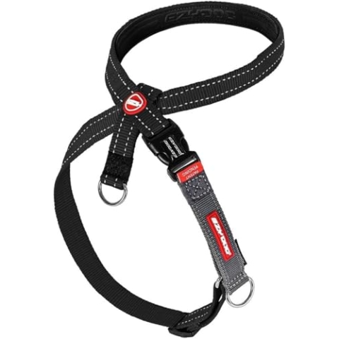 EzyDog Anti Zieh Geschirr Hund - Crosscheck Hundegeschirr für Kleine, Mittelgroße und Große Hunde, Hundetraining Zubehör, Reflektierendes, Größenverstellbar (XL, Schwarz)