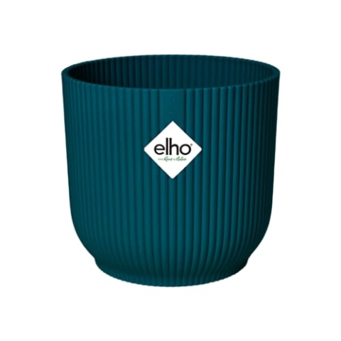 elho Vibes Fold Rund Rollen 35 Pflanzentopf - Blumentopf für Innen - 100% recyceltem Plastik - Ø 34.9 x H 32.4 cm - Blau/Tiefes Blau