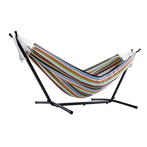 Vivere C8SUNC Sunbrella®-Hängematte mit Gestell Carousel Confetti (8 Fuß), 265 x 112 x 104 cm