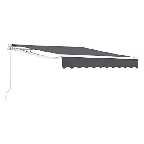 [en.casa] Gelenkarmmarkise Bitonto Klemmmarkise 250 x 200 cm Markise mit Handkurbel Balkon Sonnenschutz Aluminium Terrassenüberdachung Dunkelgrau