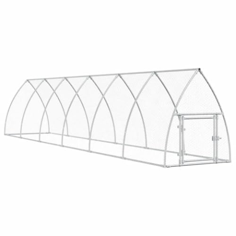 vidaXL Hühnerkäfig, Hühnerstall mit wasserfestem Dach Schwenktür, Freigehege für Hühner Kleintiere, Hühnerhaus, Silbern Verzinkter Stahl