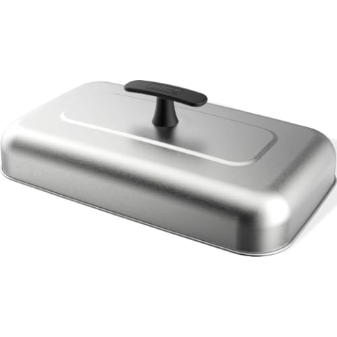 Weber Schmelzkuppel, Groß, Grillhaube für Grillplatten - Planchas (34 x 26cm), optimal zum Schmelzen von Käse für Burger, Dampfgaren, für gleichmäßige Wärmeverteilung - Silber (3400426)