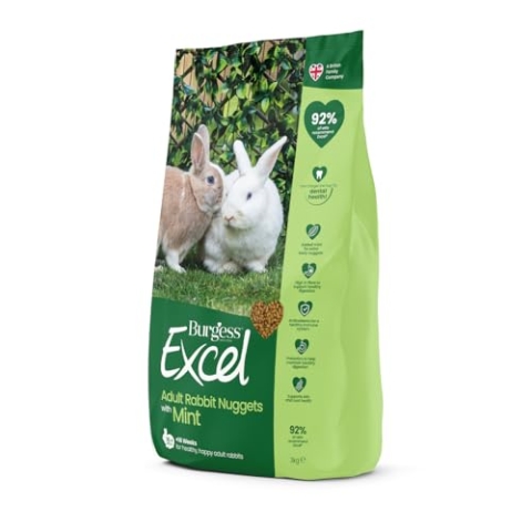 Burgess Excel Pellets mit Minze für ausgewachsene Kaninchen, Futter, 10 kg