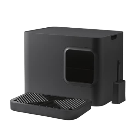 Hoopo® Dome Plus mit Schaufel | Katzentoilette mit Deckel | Inneneinrichtung | Abnehmbares Katzenklo | Luxuriöses Zuhause für Kätzchen und Katzen | Pflegeleicht | 50 x 37,5 x 38 cm (Grau)