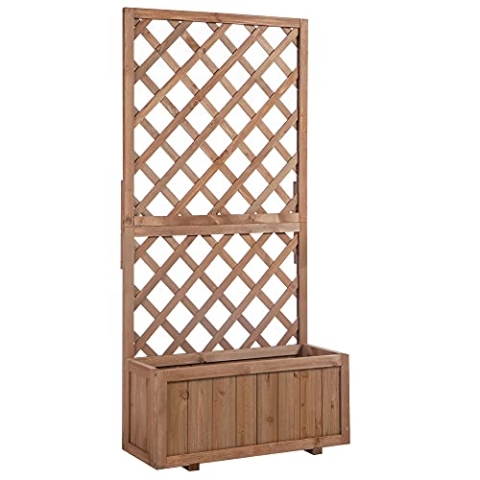 Outsunny Hochbeet Pflanzkasten mit Rankgitter Blumenkasten Rankkasten Rosenbogen mit Rankhilfe für Kletterpflanzen Garten Holz Orange 72,5 x 31,5 x 149,5 cm