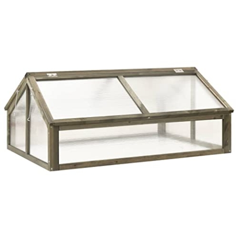 vidaXL Tannenholz Gewächshaus Aufzucht Frühbeet Frühbeetkasten Treibhaus Pflanzenhaus Gartenhaus Pflanzbeet Tomatenhaus Grau 114x80x50cm