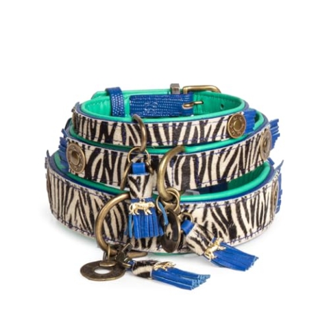 DWAM Dog with a Mission – Hundehalsband - Verstellbar - Weichem Leder – Tierdruck - Zebra – XL – Leder – Halsumfang zwischen 47–57 x 4 cm – Dandy