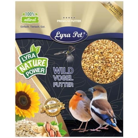 Lyra Pet® 25 kg Weichfutter Premium | Proteinreiches Vogelfutter für Wildvögel | Mit Mehlwürmern, Erdnusskernen & Rosinen | Nährstoffreiches Wildvogelfutter | Ganzjähriges Streufutter für Vögel