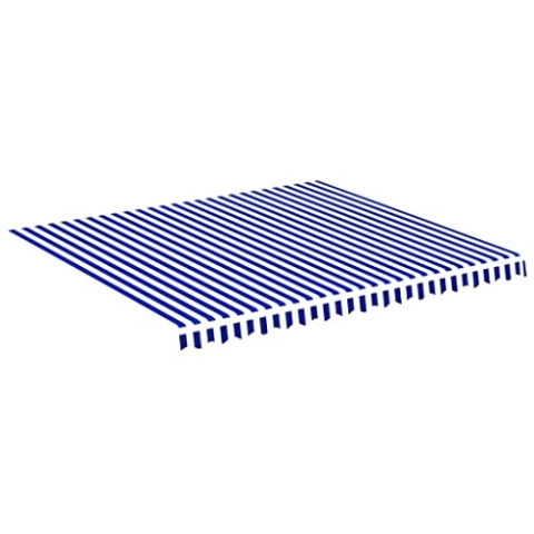 vidaXL Markisenbespannung Wasserabweisend Markisestoff Markisentuch Ersatzstoff mit Volant Markisevolant für Markise Blau Weiß 4x3,5m