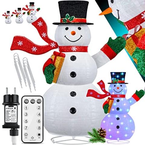 KESSER® LED Schneemann 180cm mit Fernbedienung - Mit 8 Modi Bunter Farbspiel- Timer 24H Weihnachtsfigur Beleuchtet Weihnachtsdekoration für Indoor & Outdoor Wetterfest IP44 Weihnachtsbeleuchtung