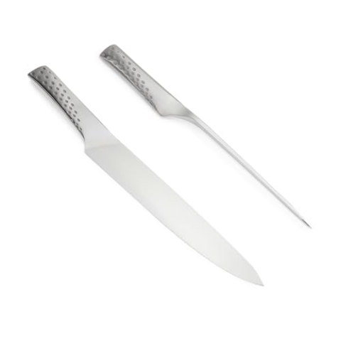 Weber Deluxe Tranchierbesteck Set, bestehend aus Tranchiermesser (Klinge 24cm) und Gabel, aus hochwertigem Deutschen Edelstahl, Monoblock, ergnomische Griffe - Silder (17074)