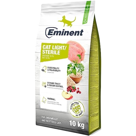 Eminent Cat Light/Sterile | High Premium Katzenfutter Glutenfreie |Trockenfutter für übergewichtige und kastrierte Katzen 10kg