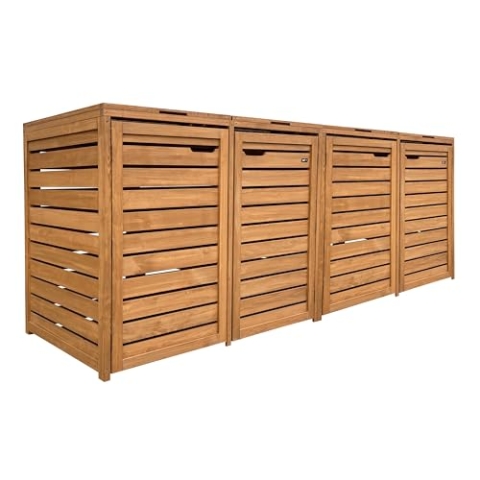 AXI Lex Mülltonnenbox Holz Braun | Mülltonnenverkleidung mit Deckel für 4 Tonnen - 240-960L | Müllbox/Aufbewahrungsbox für Mülltonnen