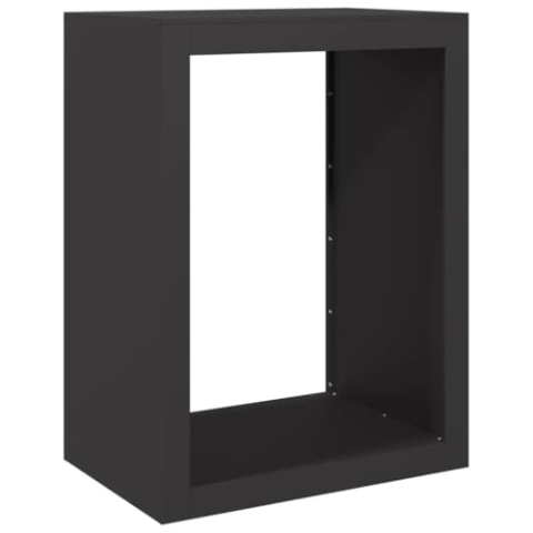 vidaXL Brennholzregal, Kaminholzregal mit Stauraum, Holzregal Holzlager für Brennholz, Außen Feuerholzregal Kaminholzständer, Schwarz Stahl
