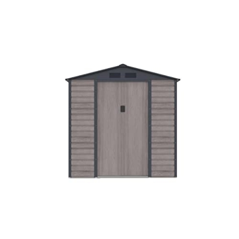 Vente-unique-Gartenhaus Gerätehaus - 2,79 m² - Stahl - Holz-Optik - Grau - ADELMO