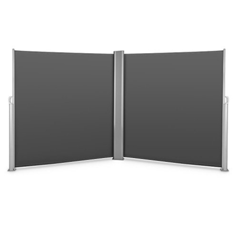 blumfeldt Bari Doppio 620 - Doppel-Seitenmarkise, Standmarkise, Seitenrollo, Sichtschutz, Sonnenschutz, Polyester, pro Seite 300x200cm, ausziehbar, UV-beständig, anthrazit