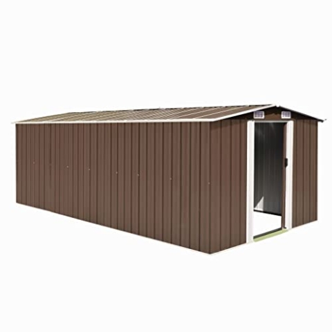 vidaXL Gerätehaus 257x489x181cm Metall Braun Schuppen Gartenhaus Geräteschuppen Gartenschuppen Lagerschuppen Werkzeugschuppen Gartenaufbewahrung
