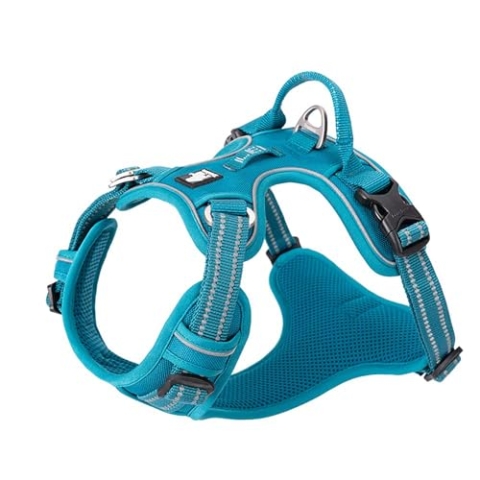 True Love Hundegeschirr, kein Ziehen, verstellbar, reflektierend, weiches Nylon, für kleine und große Haustiere, TLH56512 (L, Blau)