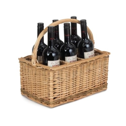 6 Flasche Gedämpfte Wicker 2 Tone Flaschenträger
