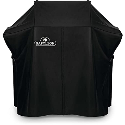 Napoleon Premium-Abdeckung für kleine Grills wie Rogue 365 Series Gasgrills, Schwarze Abdeckung, wasserabweisend, UV-geschützt, Lüftungsschlitze, Aufhängeschlaufen, verstellbare Schnallenriemen zum