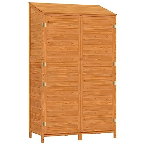 vidaXL Geräteschuppen Gartenhaus Schuppen Gerätehaus Lagerschuppen Satteldach Gartenschrank Pultdach Garten Braun 102x52x174,5cm Massivholz Tanne