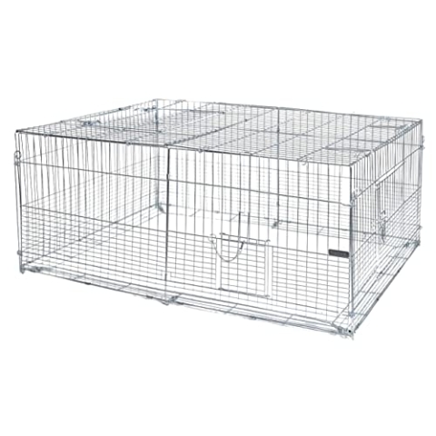 Kerbl Jungtier Freilaufgehege mit Ausbruchsperre (Maße 144x112x60 cm, engmaschig im unteren Bereich, von oben zu öffnen, Montage mit Erdspießen) 81701