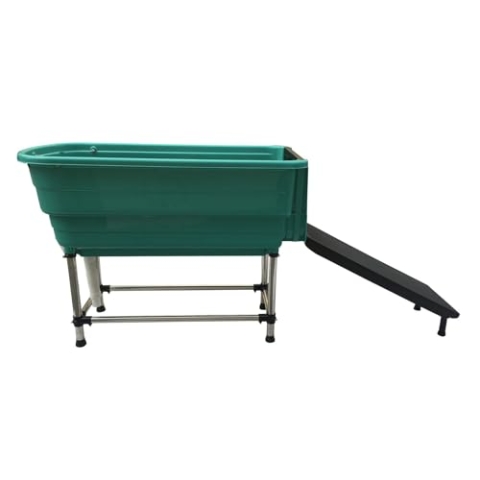 Show Tech Handy Tub L 124 x 59 x 90 cm + Rampenbadewanne | Professionelle Hundepflege mit Rampe | Langlebige und geräumige Badestation - perfekt für die Fellpflege zu Hause