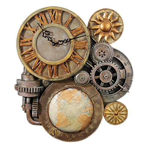 Design Toscano Skulpturale Wanduhr, Maße: 5 x 15 x 44,5 cm