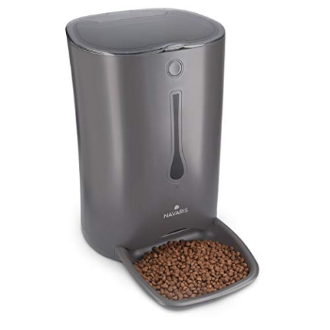 Navaris Automatischer Futterautomat Futterspender mit Timer - 6L Futternapf Automat mit Timer und akustischer Benachrichtigung - für Hund und Katze