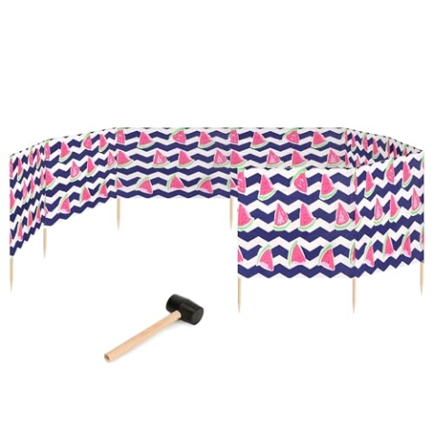 Garronda Strand Windschutz Sichtschutz 12m lang Plus Gummihammer GAEX001 (Wassermelone-2, 12 m)