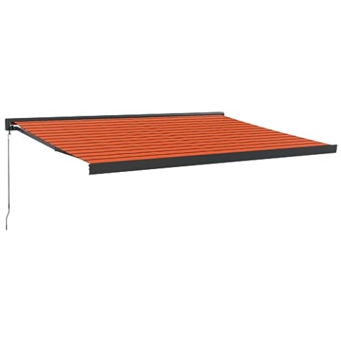 vidaXL Markise, Sonnenmarkise Einziehbar, Gelenkarmmarkise für Terrasse Balkon, Sonnenschutz Terrassenmarkise Balkonmarkise, Orange Braun 4x3m Stoff Aluminium