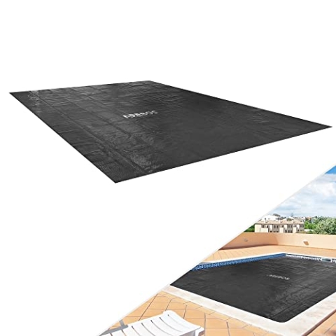 Arebos Pool Solarabdeckplane eckig 5,49 x 2,74m Schwarz | Solarplane Stärke 120 µm | Solarfolie zuschneidbar | Poolheizung Wassererwärmung | Wärmeplane
