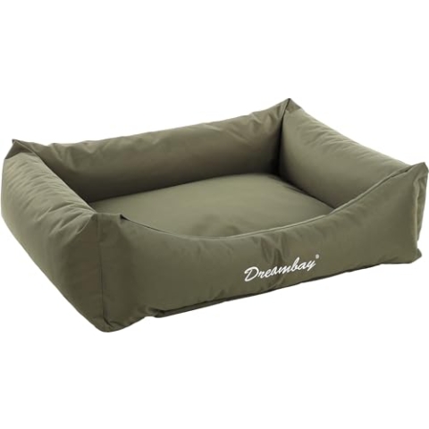 Flamingo Korb Dreambay® Rechteck Olivgrün - 100x80x25cm - Wasserabweisend und Waschbar - Abnehmbarer Bezug mit Reißverschluss - Nachhaltig