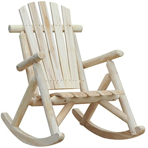Outsunny Schaukelstuhl Schwingsessel Schaukel Gartenstuhl Relaxstuhl Tannenholz Natur