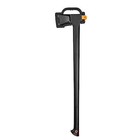 Fiskars Spaltaxt XL, Solid, Mit Klingen- und Transportschutz, Antihaftbeschichtet, Hochwertige Stahl-Klinge/Glasfaserverstärkter Kunststoff-Stiel, Schwarz/Orange, A26, Länge: 92 cm, 2,6 kg, 1052043