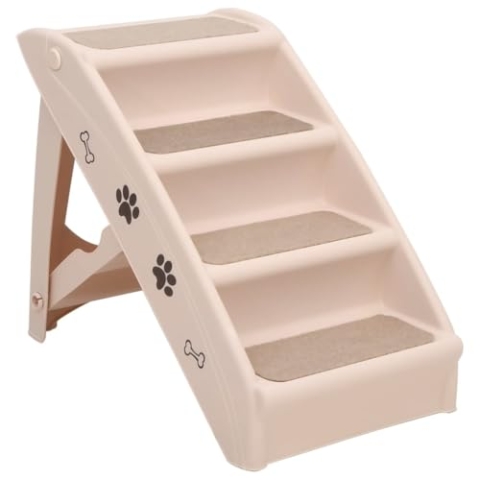 vidaXL Hundetreppe Klappbar Creme Haustiertreppe Katzentreppe Einstiegshilfe